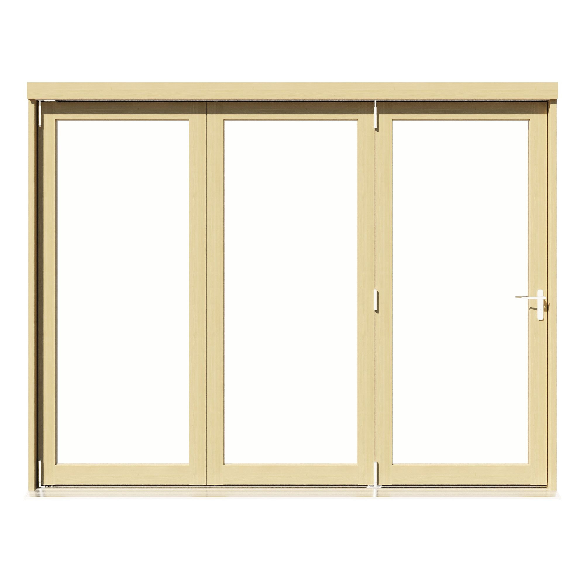 Clear Glazed Softwood Clear pine veneer External 3 Sliding Bi-fold Patio door, (H)2090mm (W)2690mm