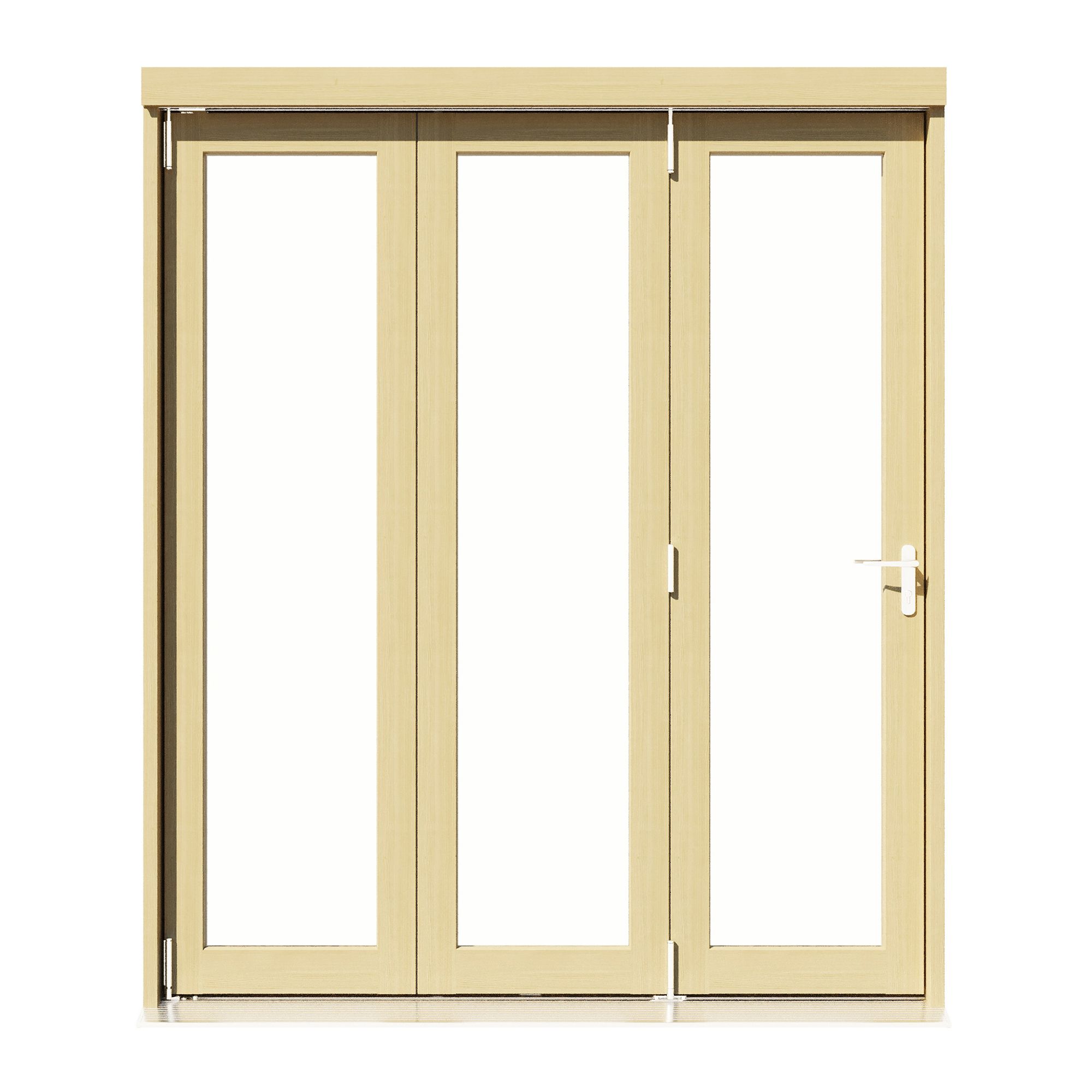 Clear Glazed Softwood Clear pine veneer External Modern 3 Sliding Bi-fold Patio door, (H)2090mm (W)1790mm