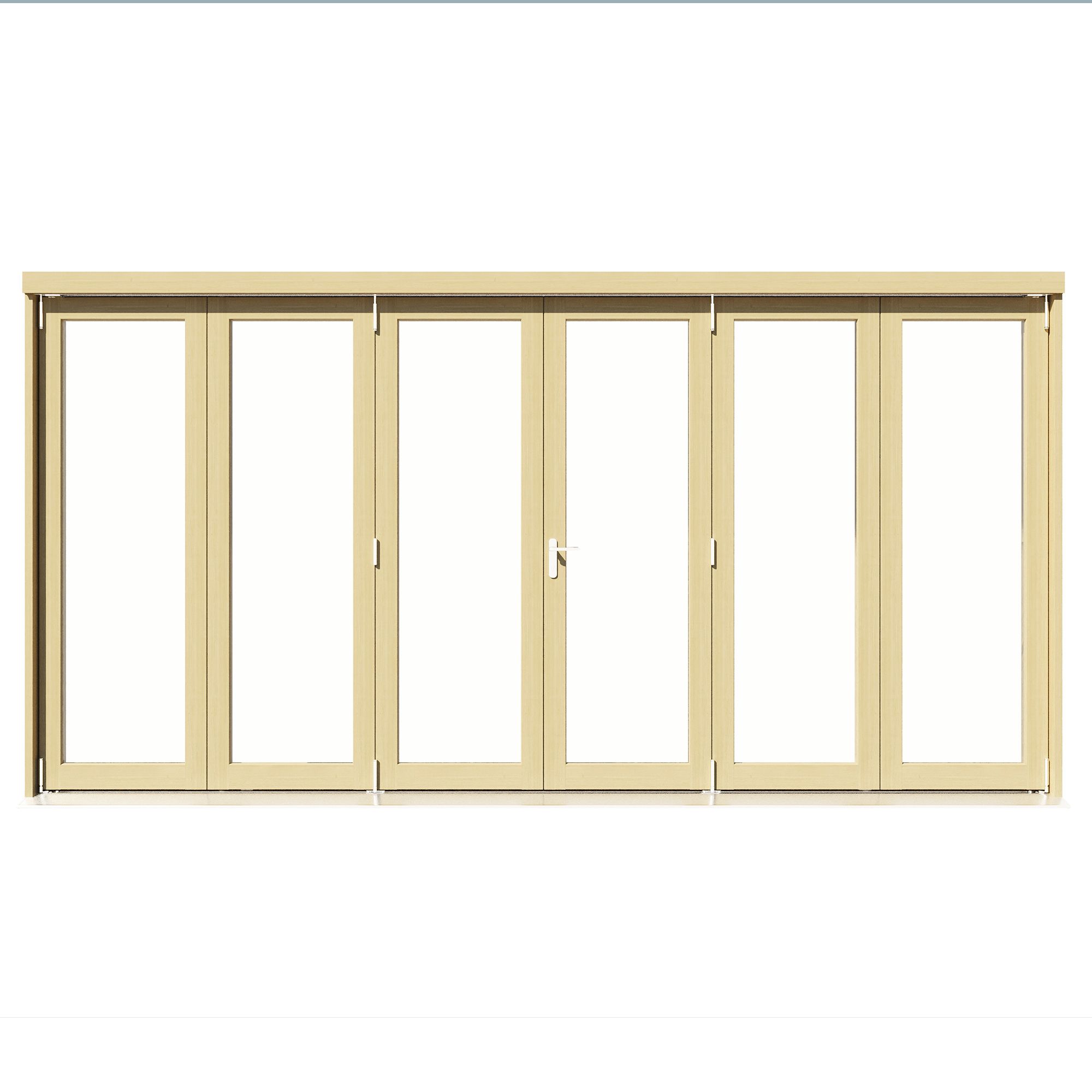 Clear Glazed Softwood Clear pine veneer External Modern 6 5L1R / 5R1L Sliding Bi-fold Patio door, (H)2090mm (W)4190mm
