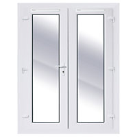 Clear Glazed White uPVC External French Door set, (H)2090mm (W)1190mm