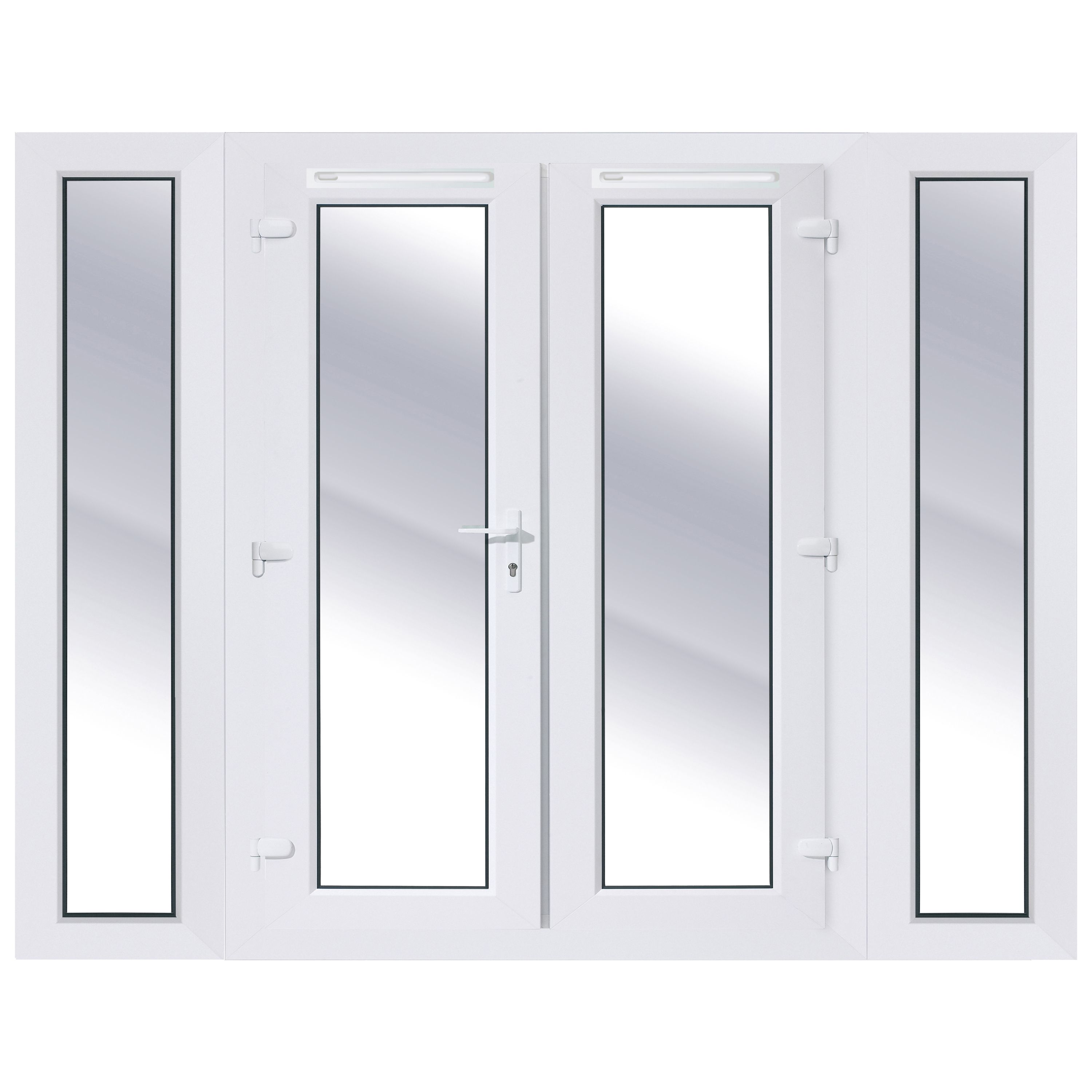 Clear Glazed White uPVC External French Door set, (H)2090mm (W)1790mm