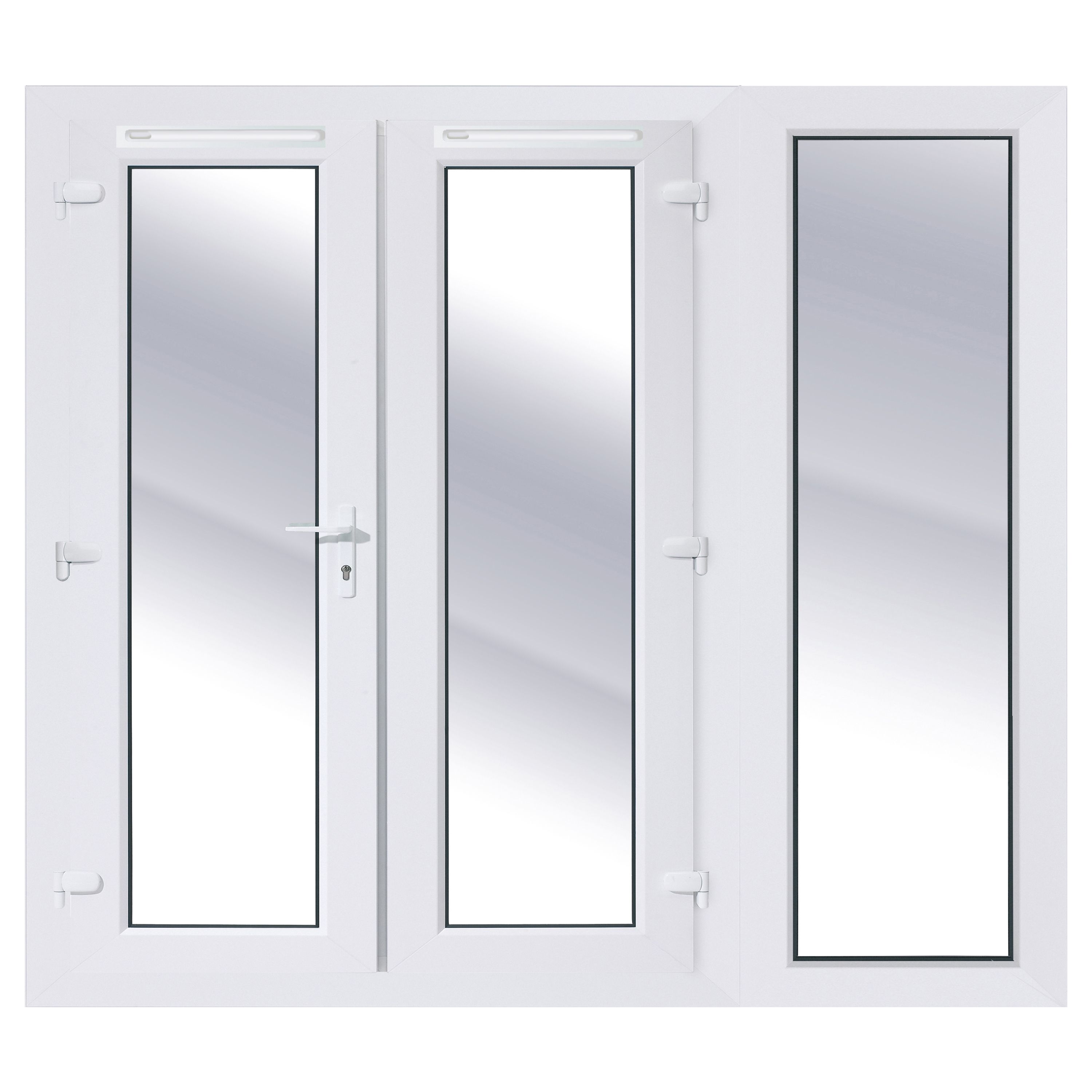 Clear Glazed White uPVC External French Door set, (H)2090mm (W)2090mm
