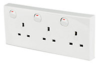 Clipsal 13A White Twin to triple converter socket