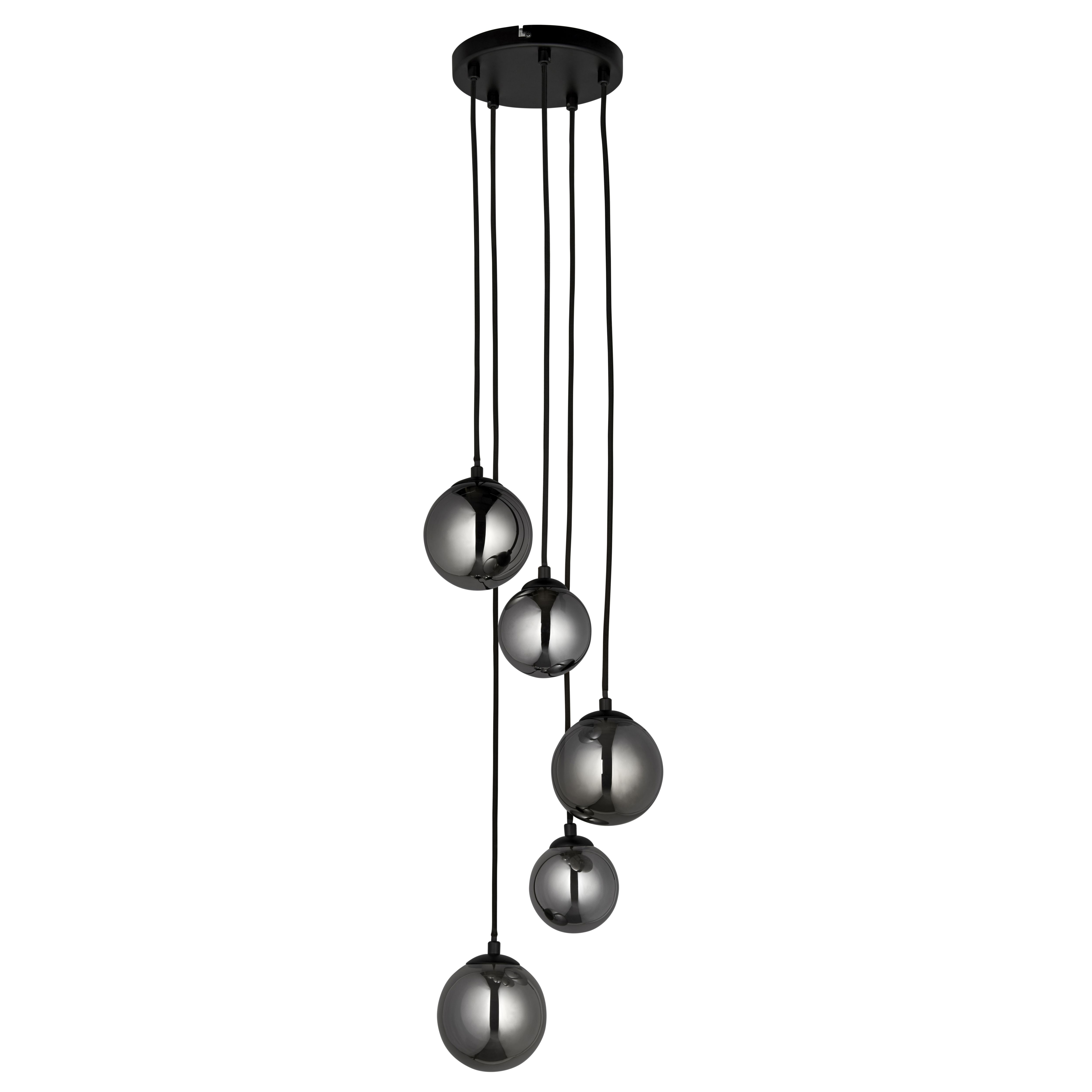 Cole Glass & steel Black 5 Lamp Ceiling light