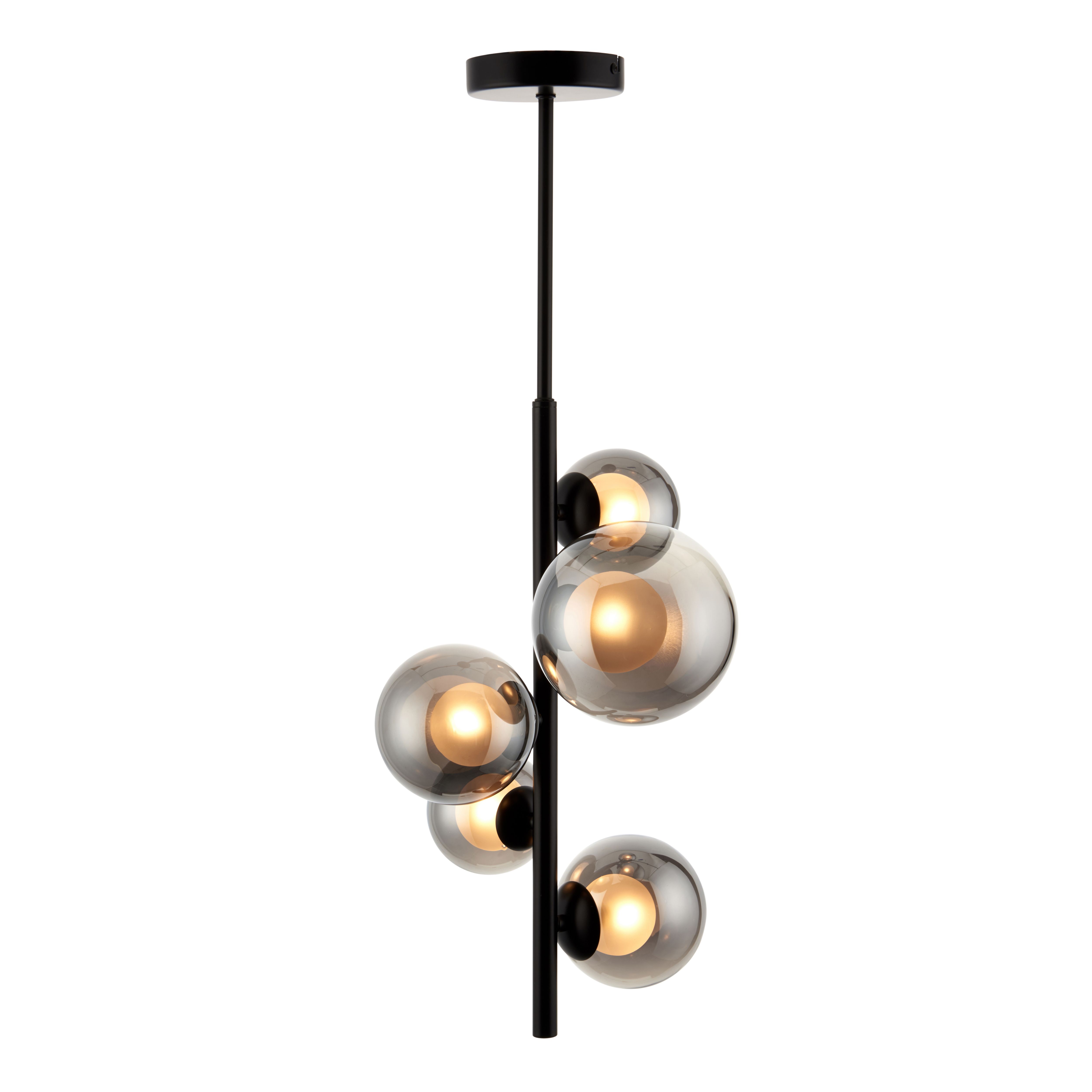 Cole Vertical Black 5 Lamp Pendant ceiling light, (Dia)353mm