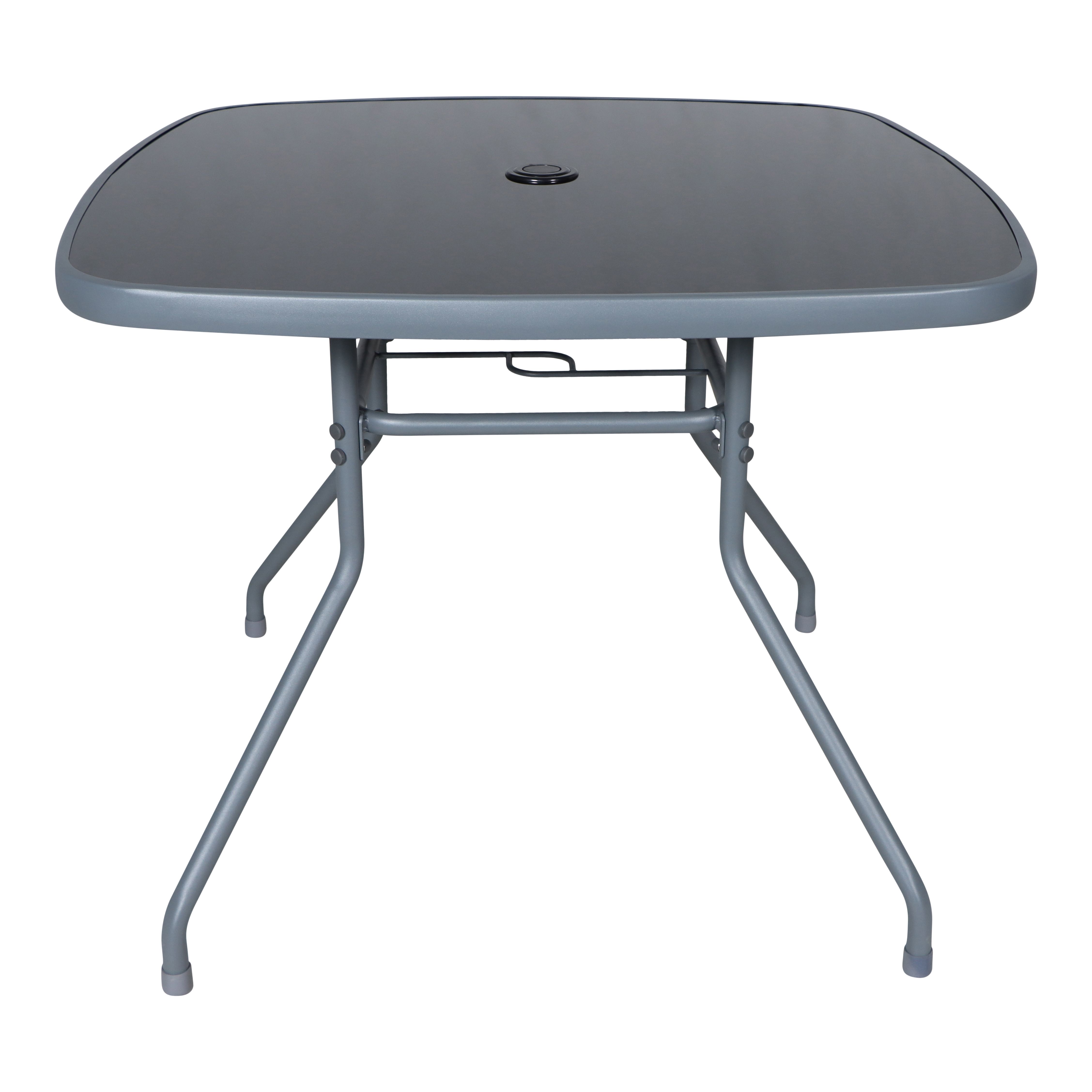 Colorado Grey Metal 4 seater Dining set with Grey Parasol