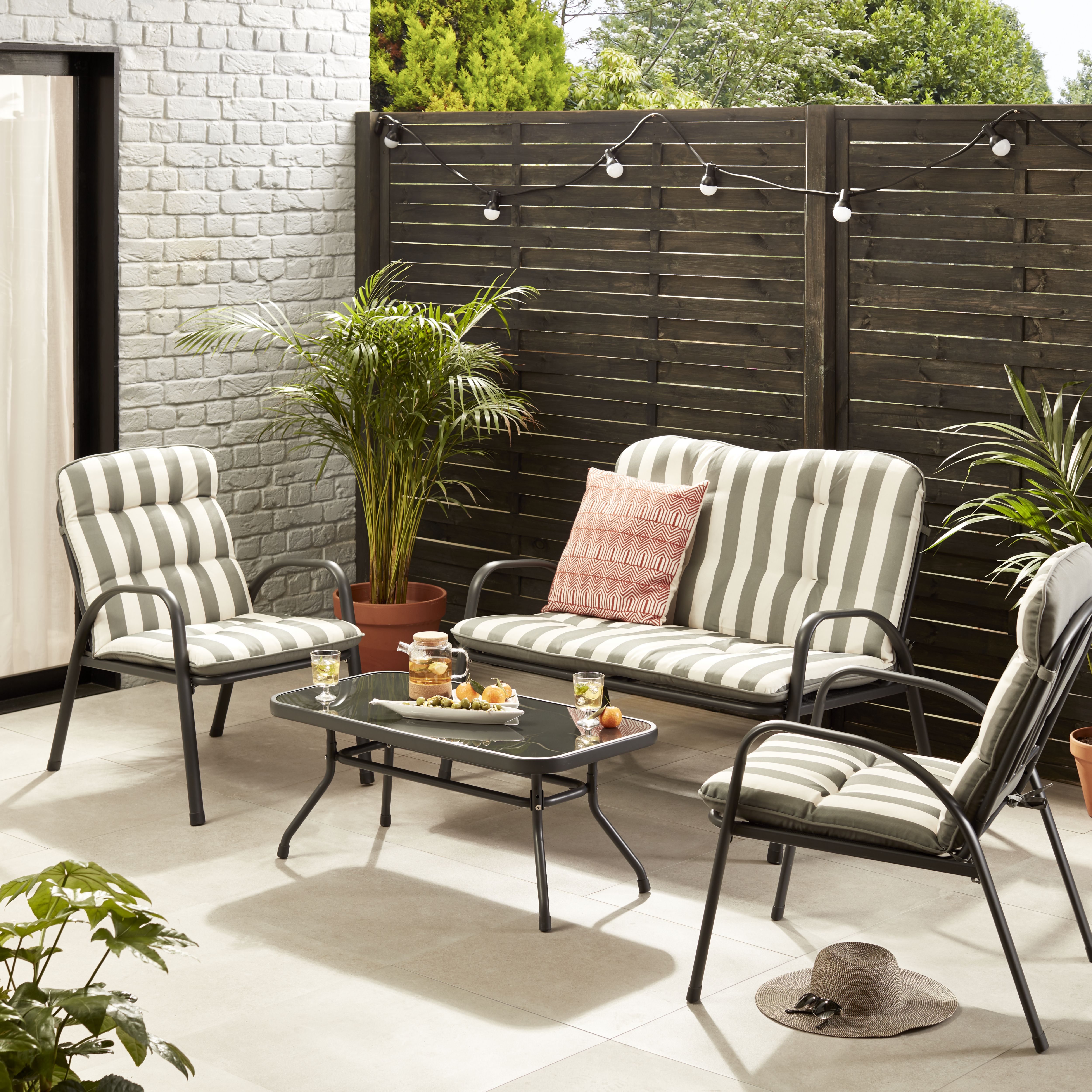 Colorado Matt Grey Metal 4 Seater Coffee set