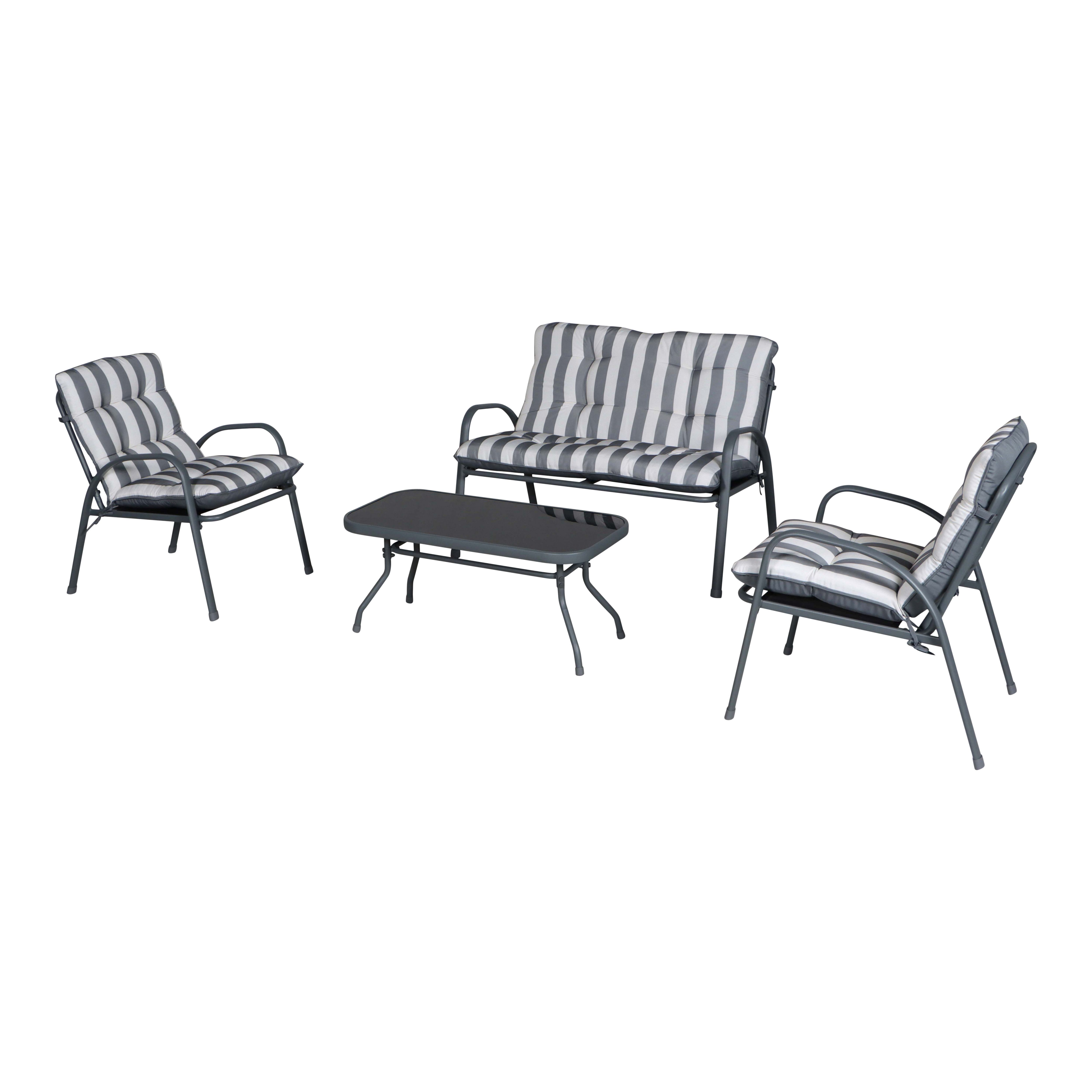 Colorado Matt Grey Metal 4 Seater Coffee set