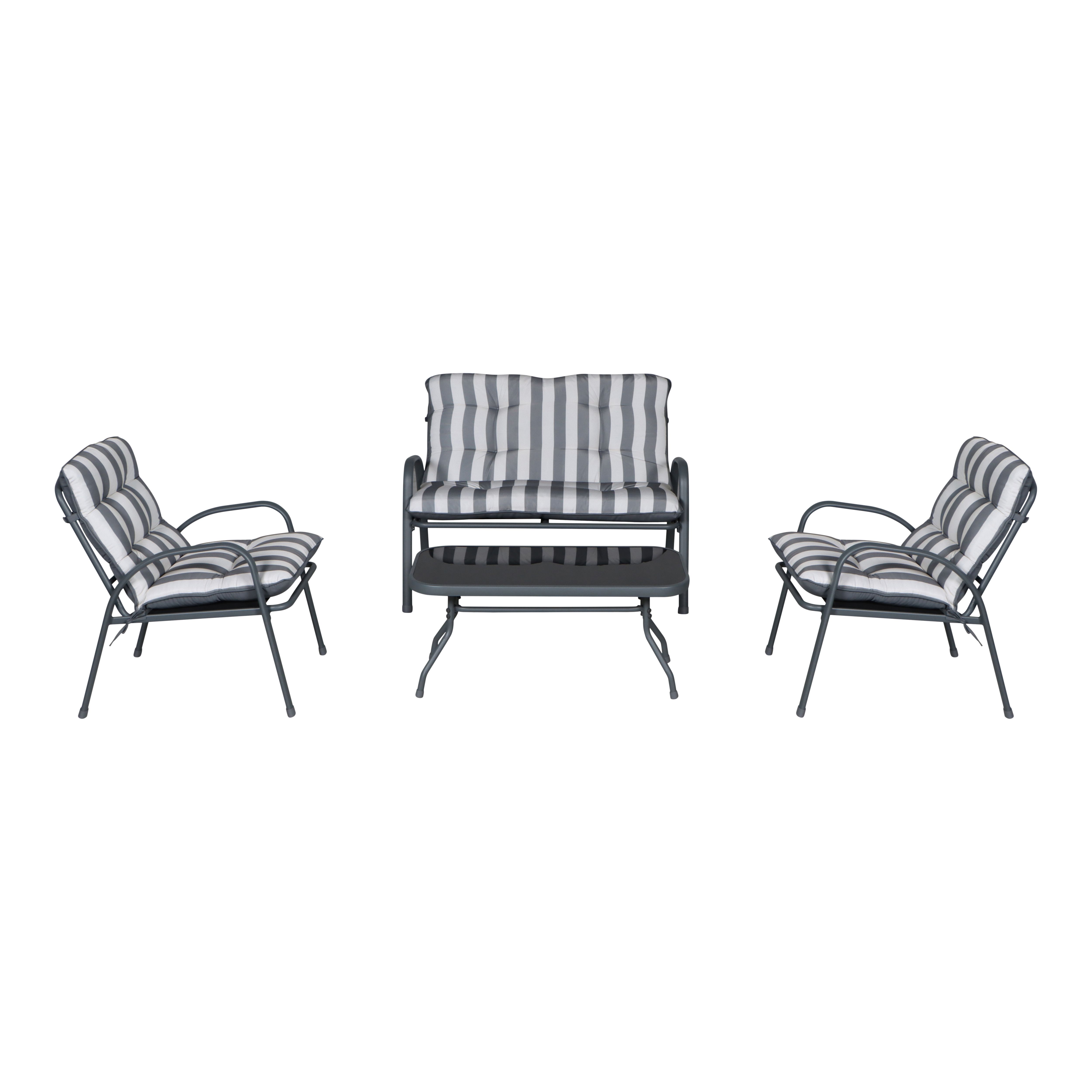 Colorado Matt Grey Metal 4 Seater Coffee set