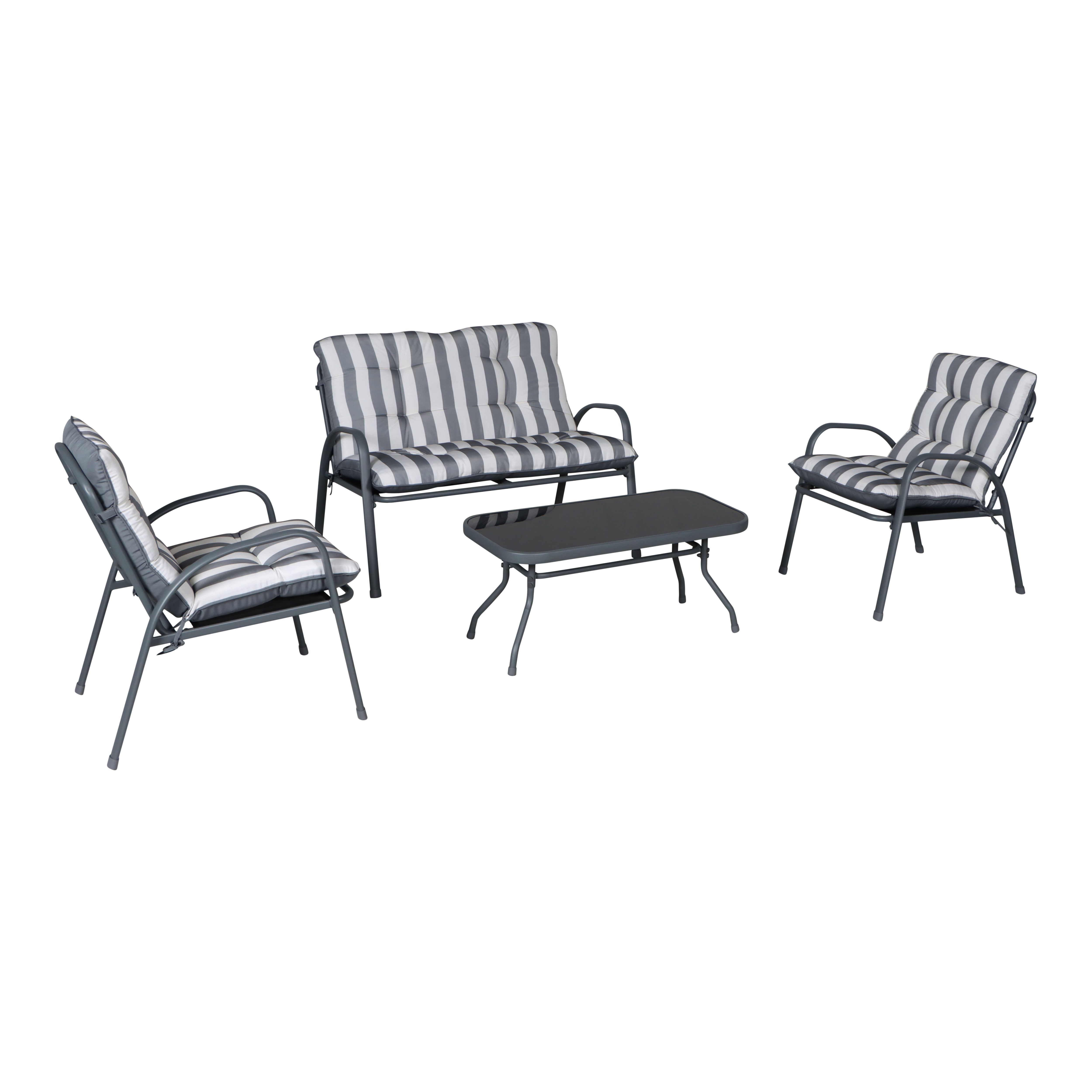 Colorado Matt Grey Metal 4 Seater Coffee set