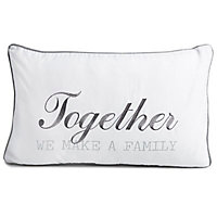Colours Adoris White & grey Together we make a family' Cushion (L)30cm x (W)50cm