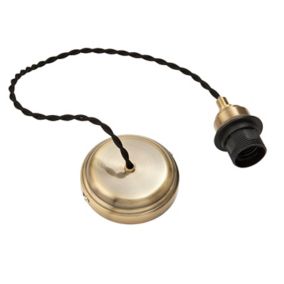 Colours Antique brass effect E27 Cable light set (L)1500mm