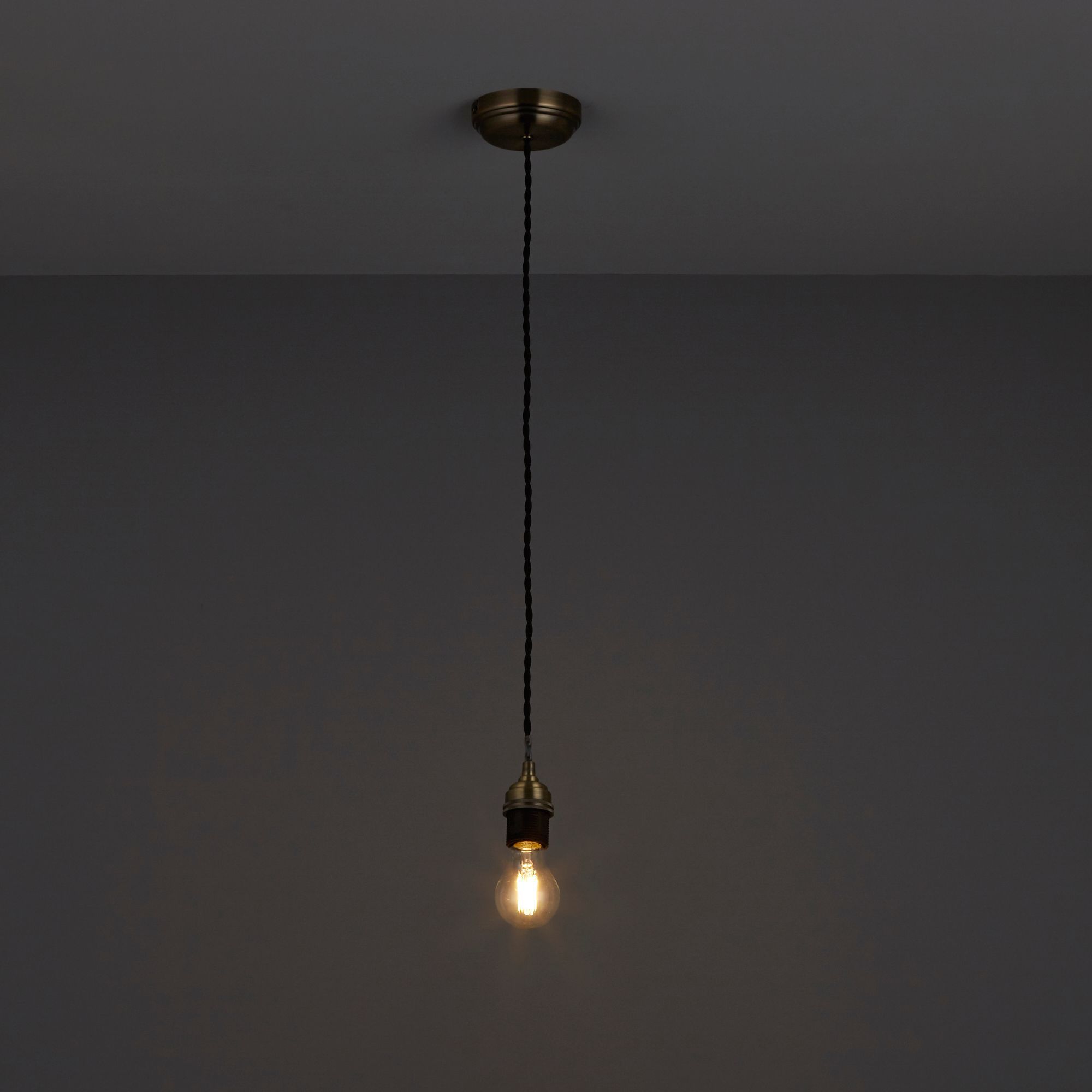 Colours Antique brass effect E27 Cable light set (L)1500mm