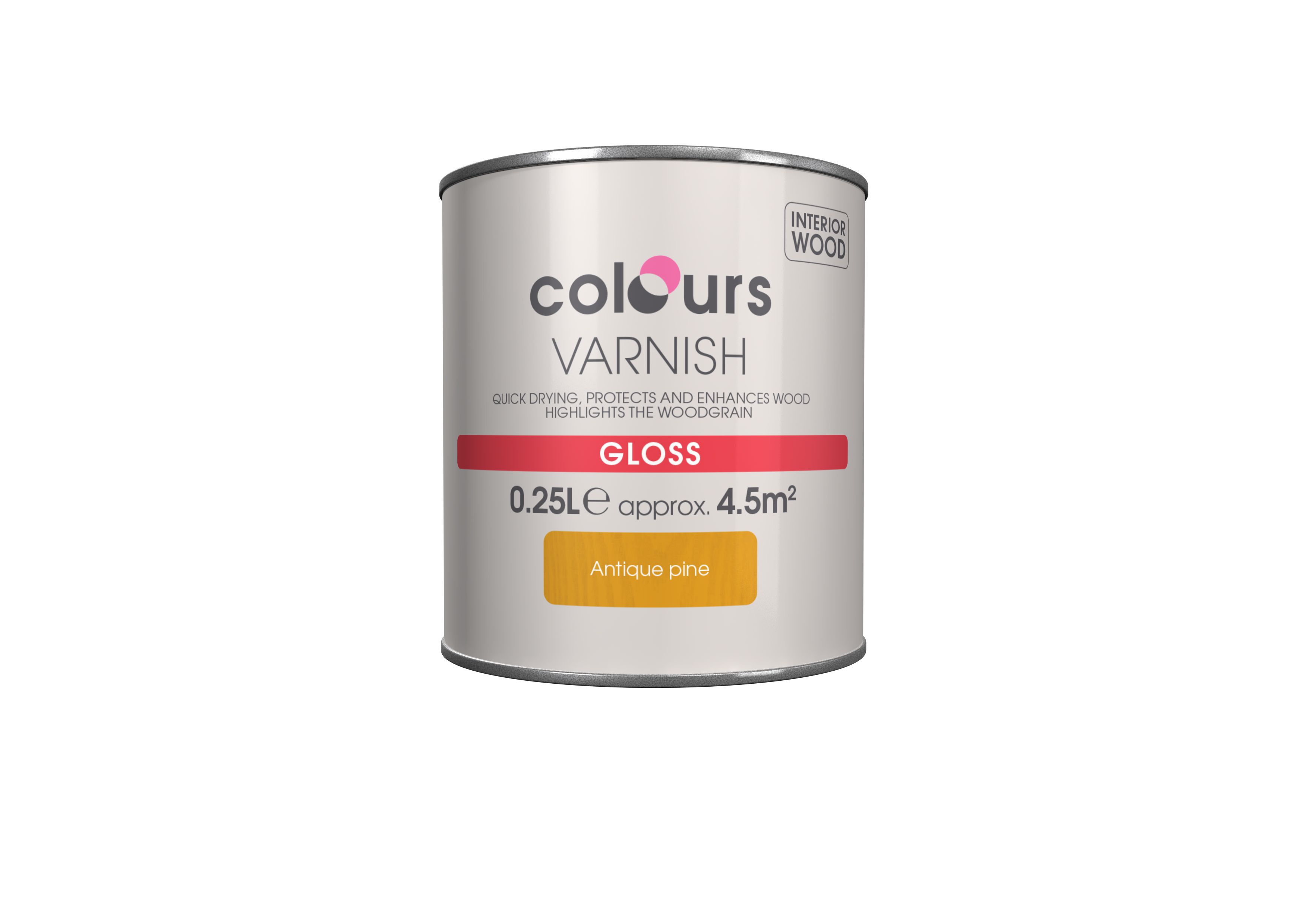 Colours Antique pine Gloss Wood varnish, 0.25L