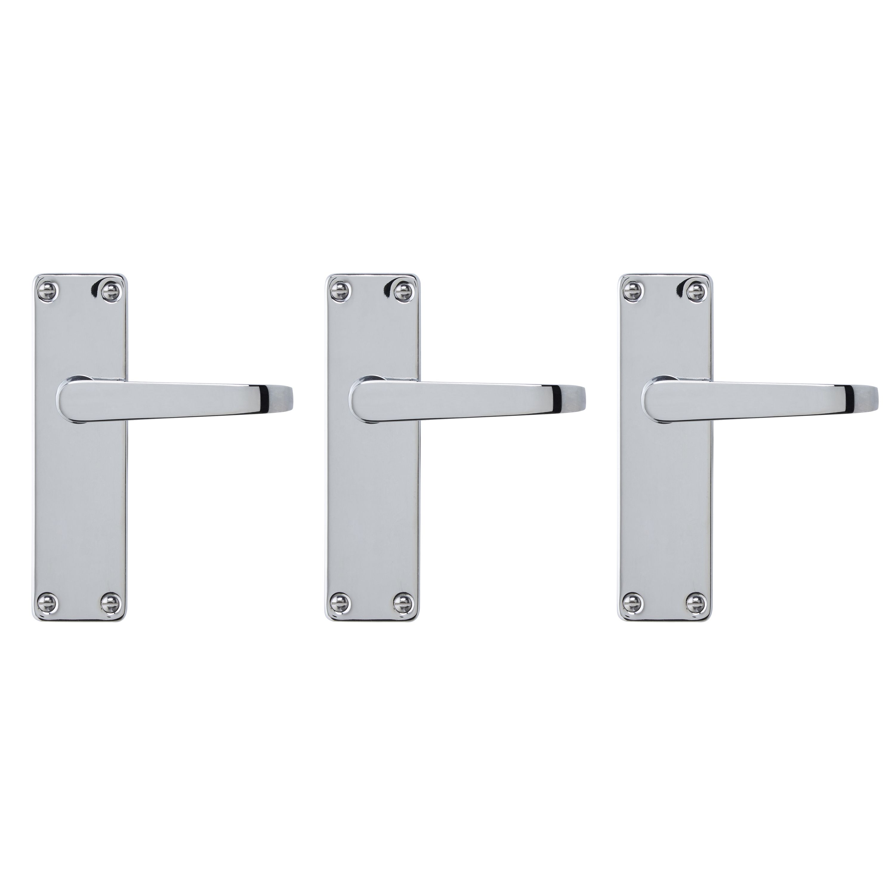 Colours Arsk Polished Chrome effect Steel Straight Latch Door handle (L)101mm, Pack of 3