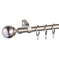 Colours Athena Stainless steel effect Extendable Curtain pole Set, (L)1200mm-2100mm (Dia)16mm
