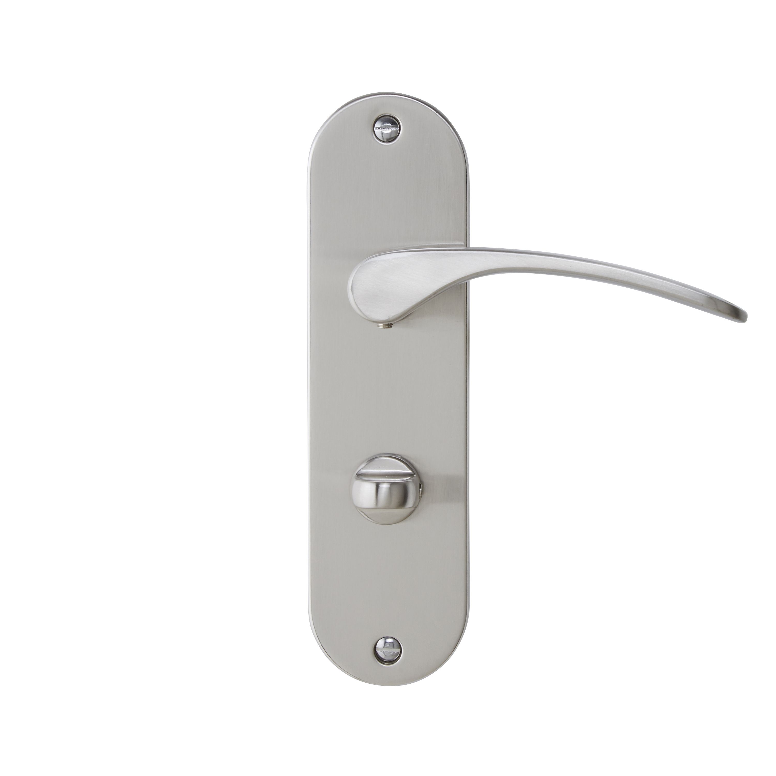 Colours Beare Satin Nickel effect Aluminium & steel Curved Bathroom Door handle (L)110mm