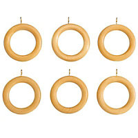 Colours Beech effect Curtain ring (Dia)35mm, Pack of 6