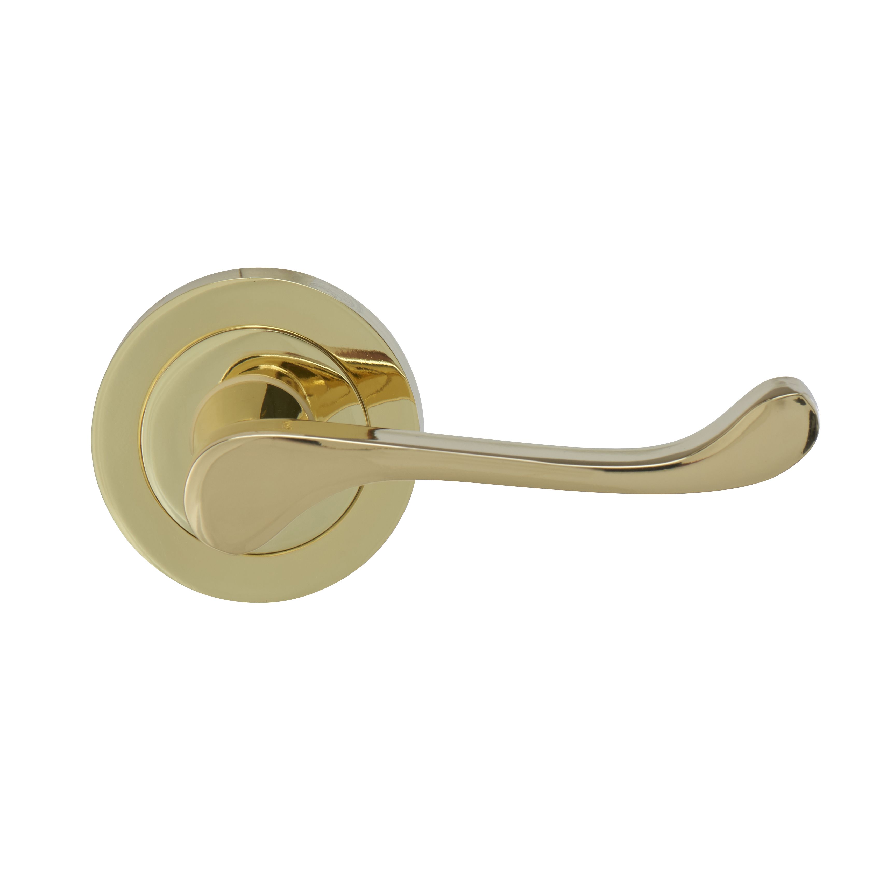 Colours Beja Polished Brass effect Aluminium Scroll Latch Door handle (L)96mm