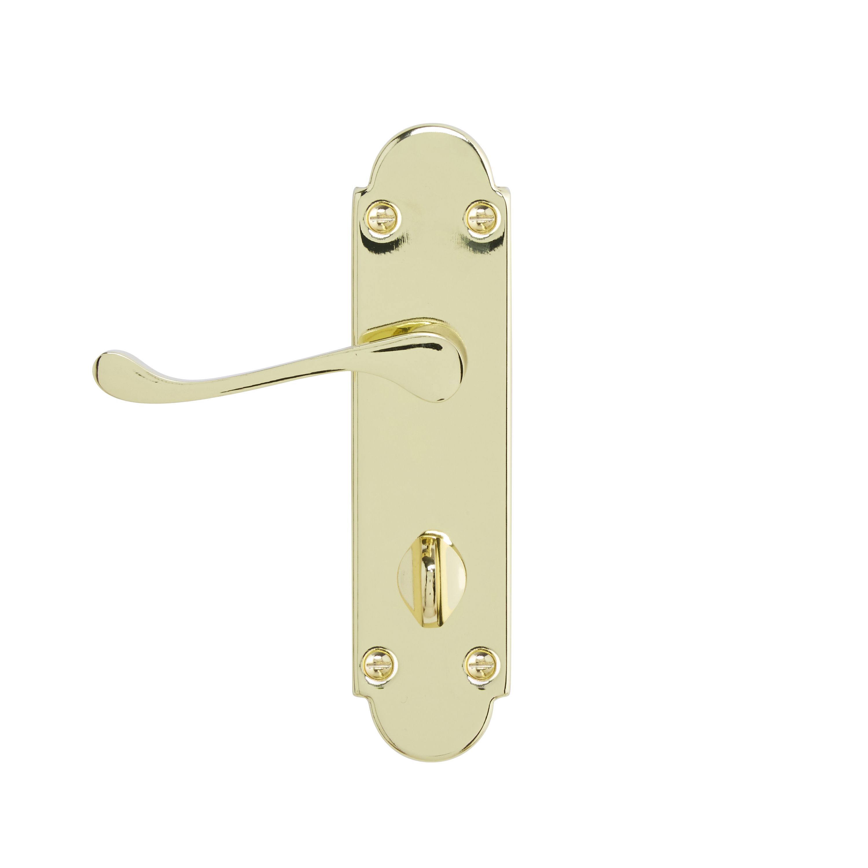 Colours Beja Polished Brass effect Steel Scroll Bathroom Door handle (L)96mm