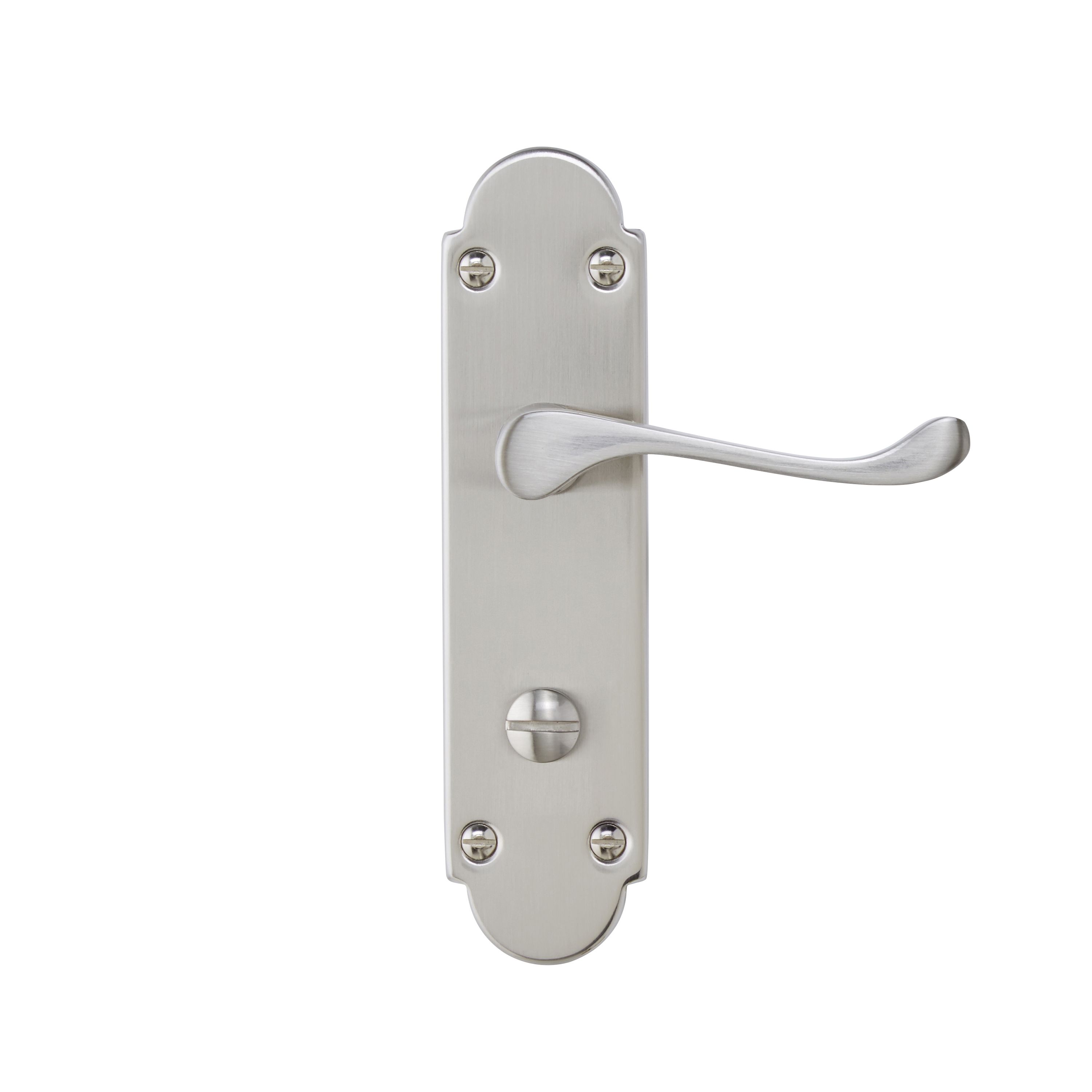 Colours Beja Satin Nickel effect Steel Scroll Bathroom Door handle (L)96mm