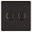 Colours Black Nickel Flat profile Double 2 way Screwless Dimmer switch