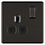 Colours Black Nickel Single 13A Socket & Black inserts