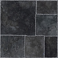 Colours Black Stone effect Self adhesive Vinyl tile, 1.02m² Pack