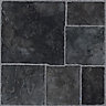 Colours Black Stone effect Self adhesive Vinyl tile, 1.02m² Pack