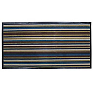 Colours Blue & brown Striped Nylon microfiber Door mat (L)1200mm (W)600mm
