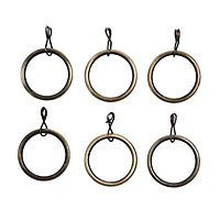 Colours Brass effect Curtain ring (Dia)16mm, Pack of 6