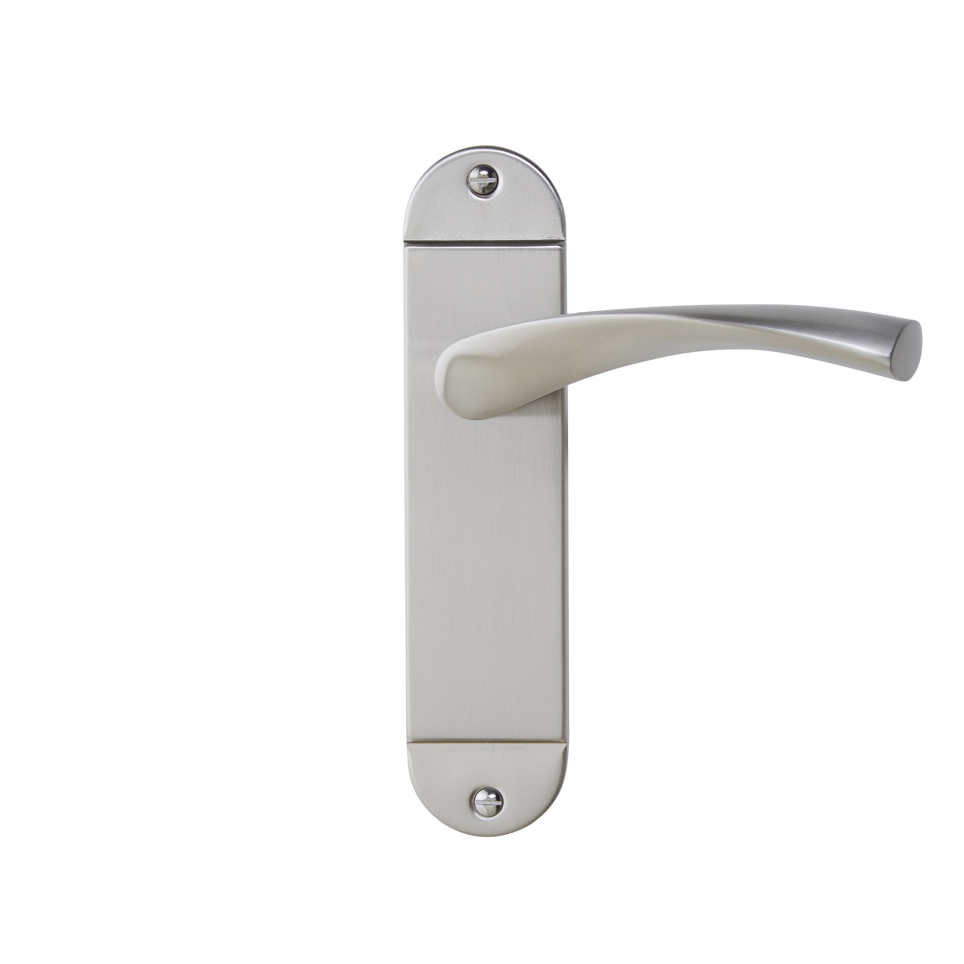 Colours Breage Satin Nickel effect Steel Curved Latch Door handle (L)121mm, Pair