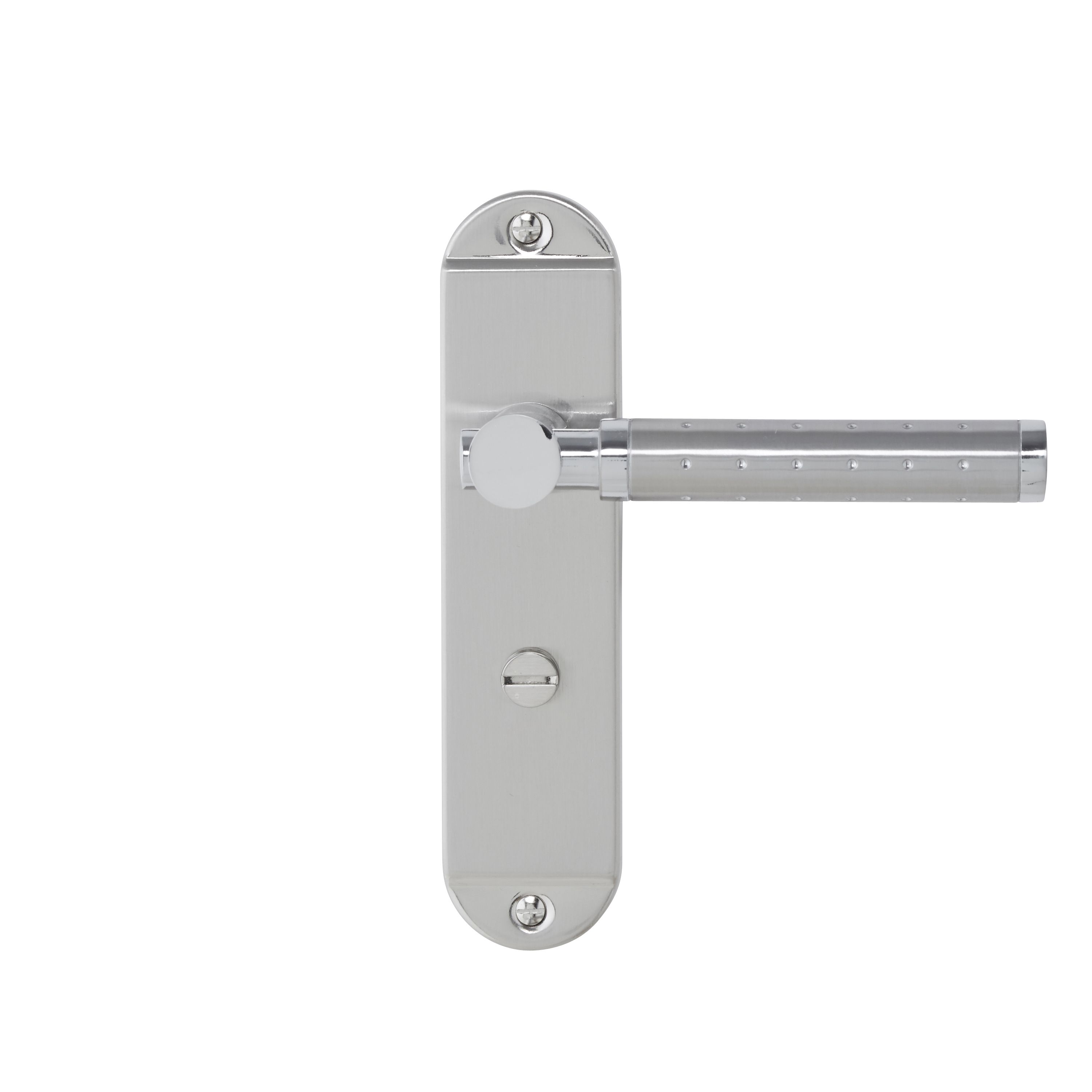 Colours Brigg Satin Nickel effect Aluminium & steel Straight Bathroom Door handle (L)132.8mm