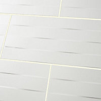 Colours Brindisie White Satin Rectangle Concrete effect Ceramic Wall Tile Sample