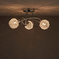 Colours Caelus Brushed Metal Chrome effect 3 Lamp Ceiling light