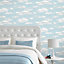 Colours Chalk blue Clouds Mica effect Smooth Wallpaper