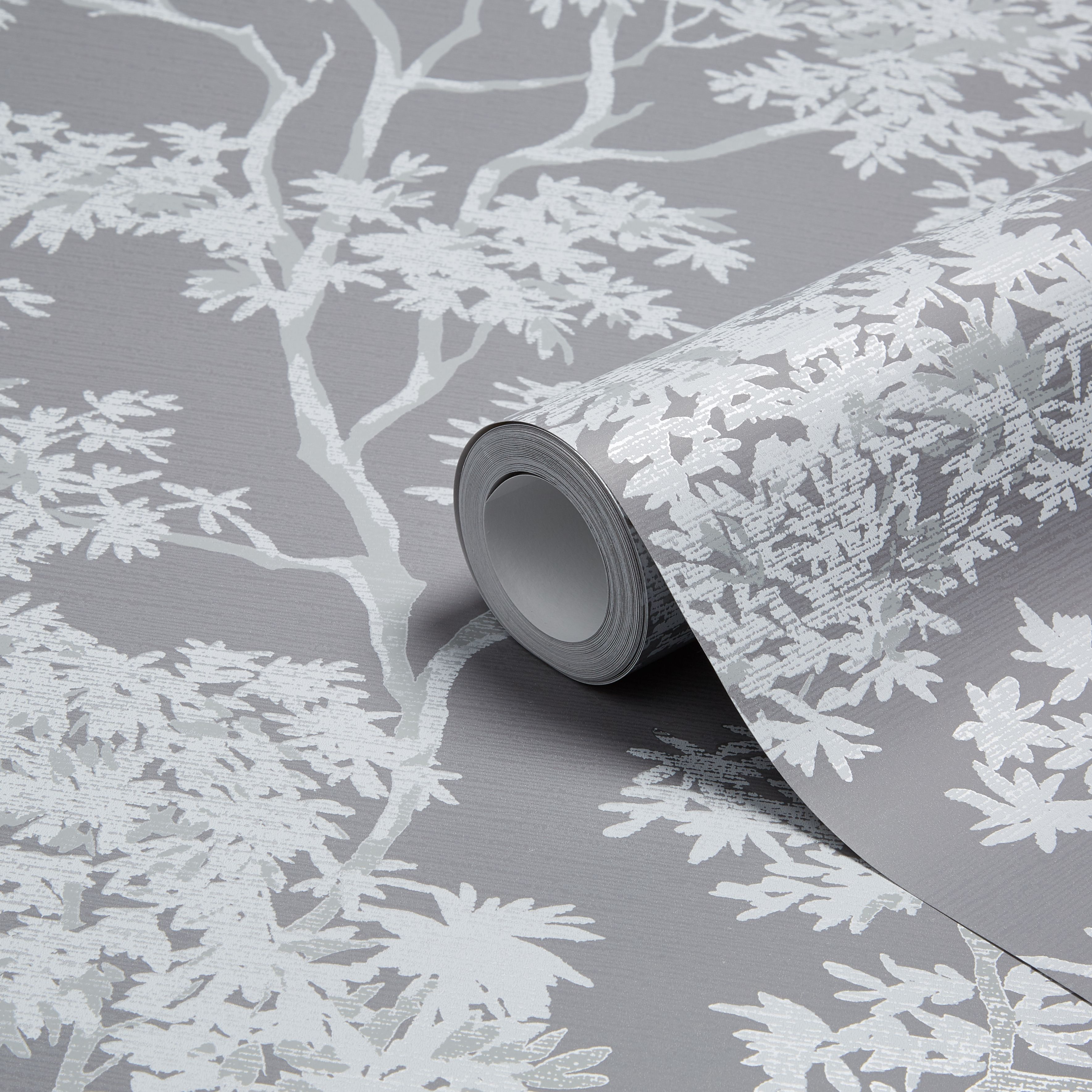Colours Charcoal Maple tree Mica effect Smooth Wallpaper Sample