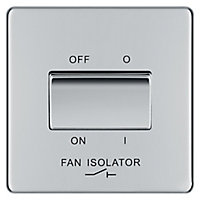 Colours Chrome 10A Low profile Fan isolator Screwless Switch