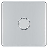 Colours Chrome Flat profile Single 2 way Screwless Dimmer switch