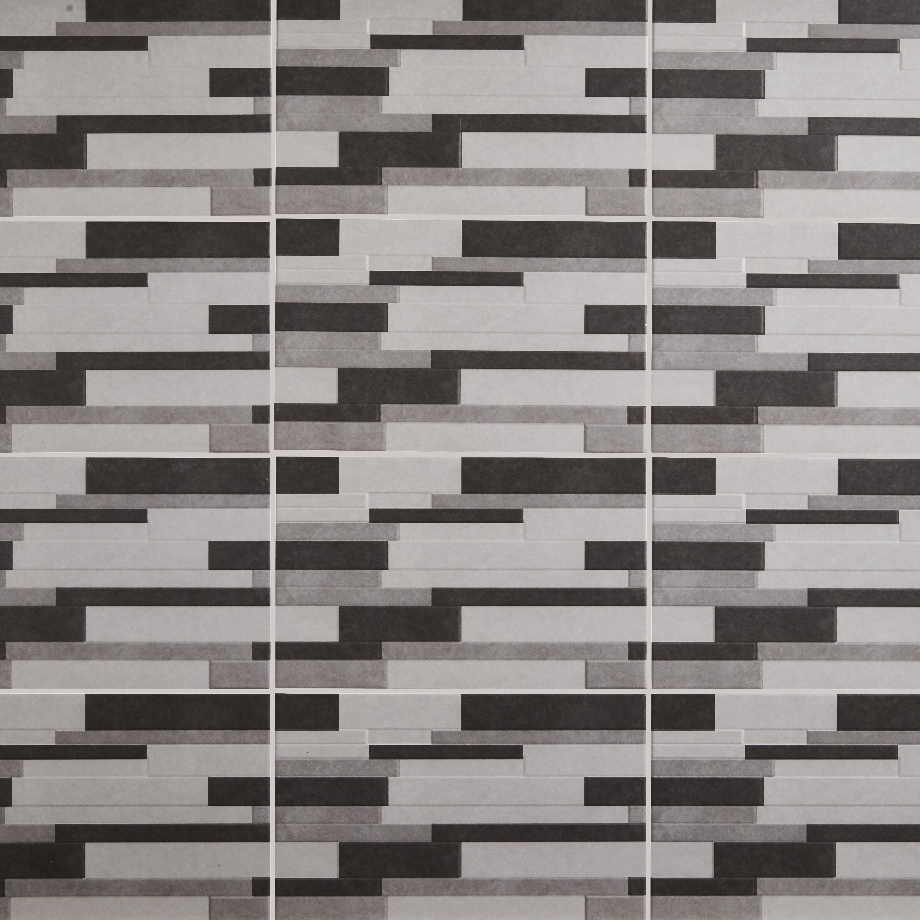 Colours Cimenti Grey Matt Patterned Wood effect Ceramic Wall Tile Sample