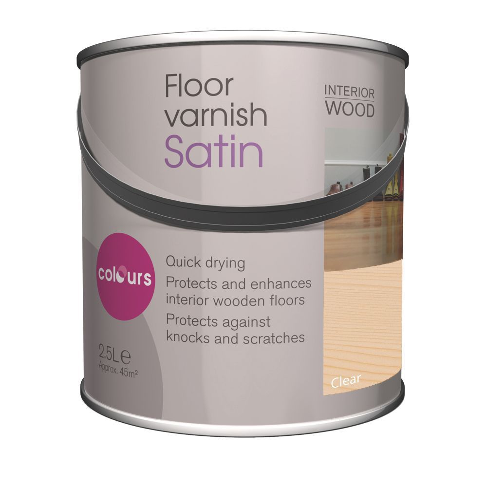 Colours Clear Satin Floor Wood varnish, 2.5L