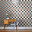 Colours Copper, navy & pewter Mosaic Metallic effect Smooth Wallpaper Sample