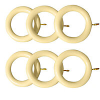 Colours Cream Curtain ring (Dia)35mm, Pack of 6