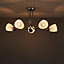 Colours Cura Brushed Glass & metal Chrome effect 5 Lamp Ceiling light