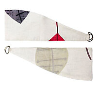 Colours Dario Beige & red Leaf print Curtain tie, Pack of 2