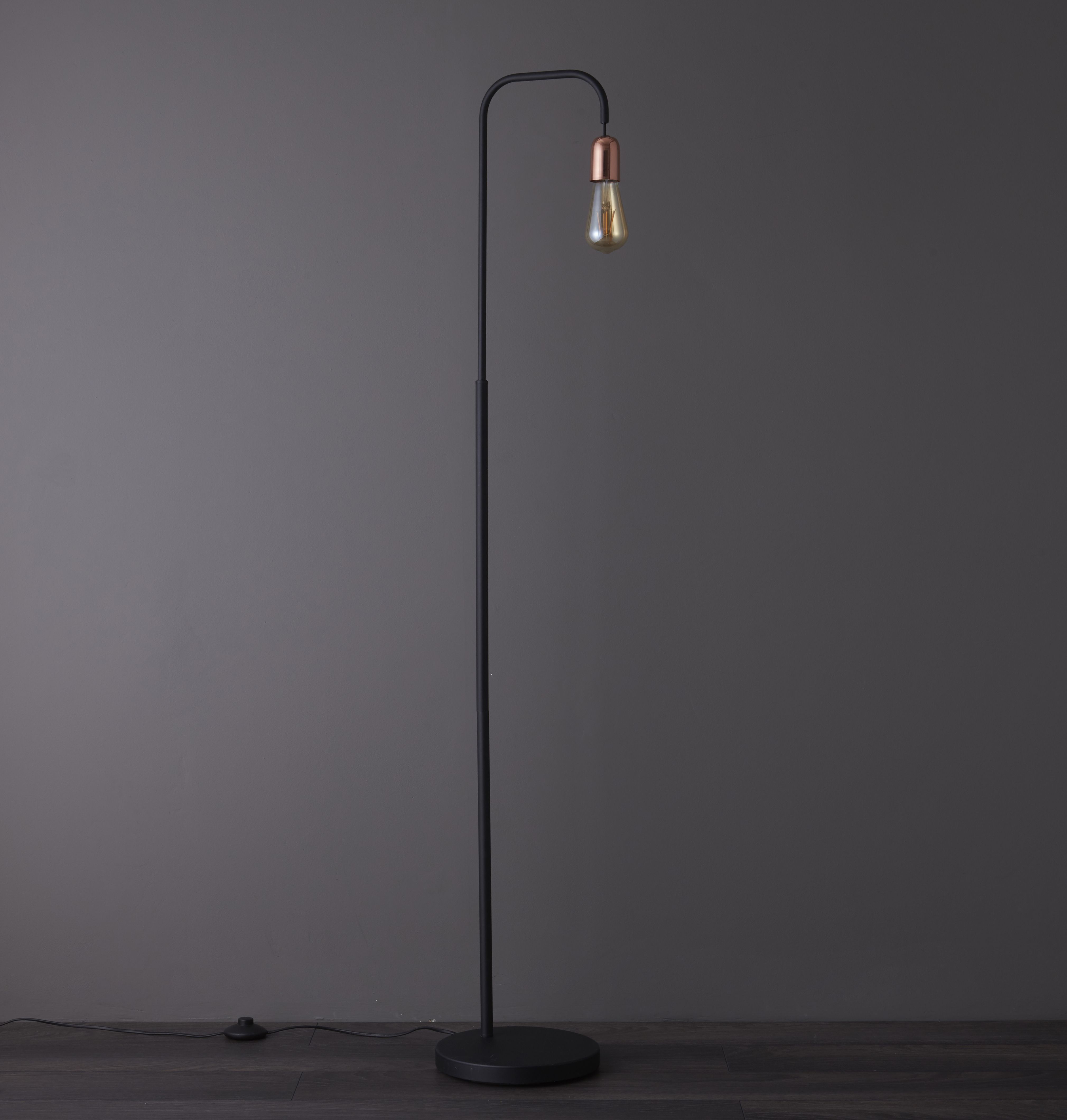 Colours Detroit Matt Black & copper Floor lamp