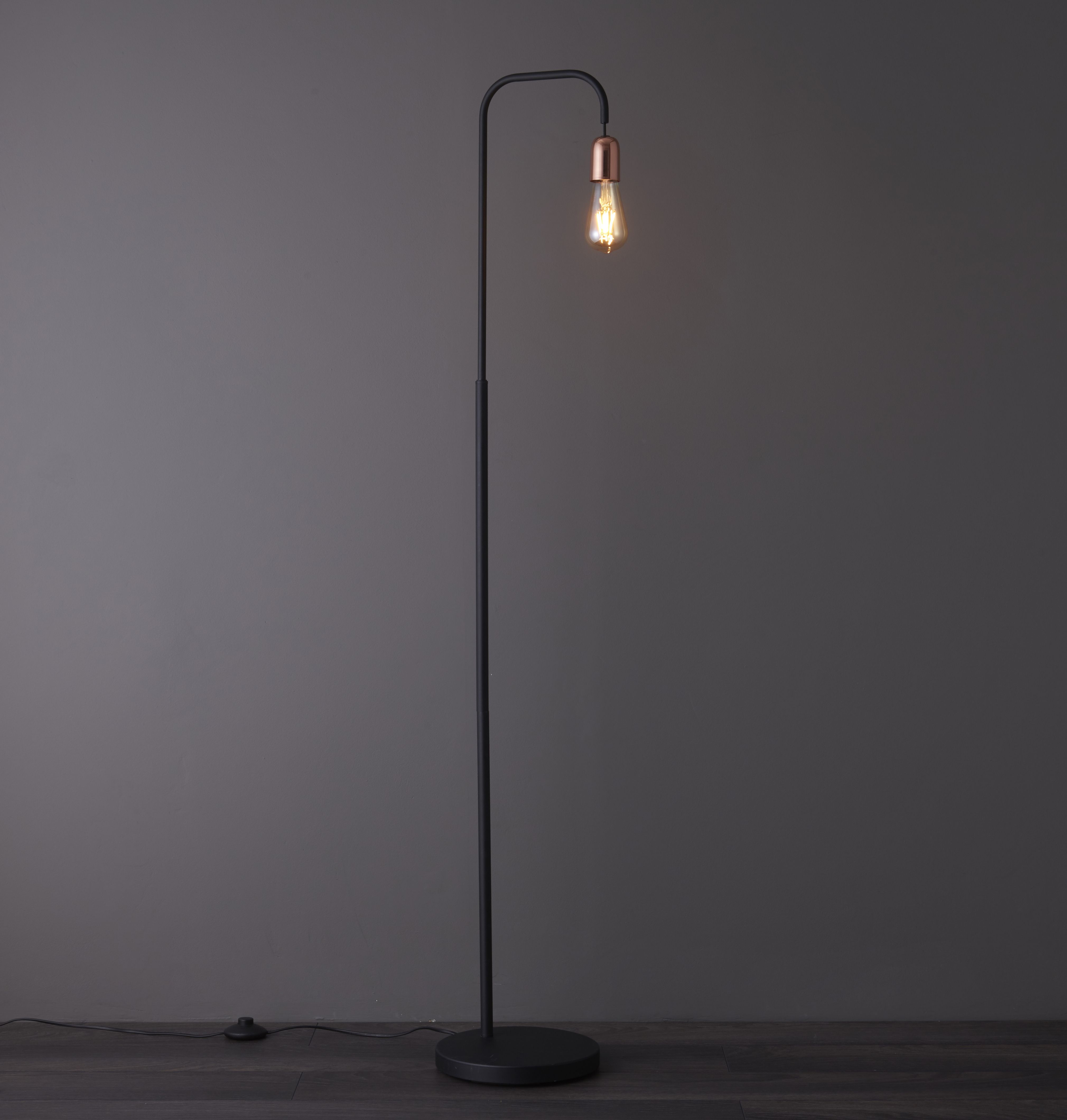 Colours Detroit Matt Black & copper Floor lamp