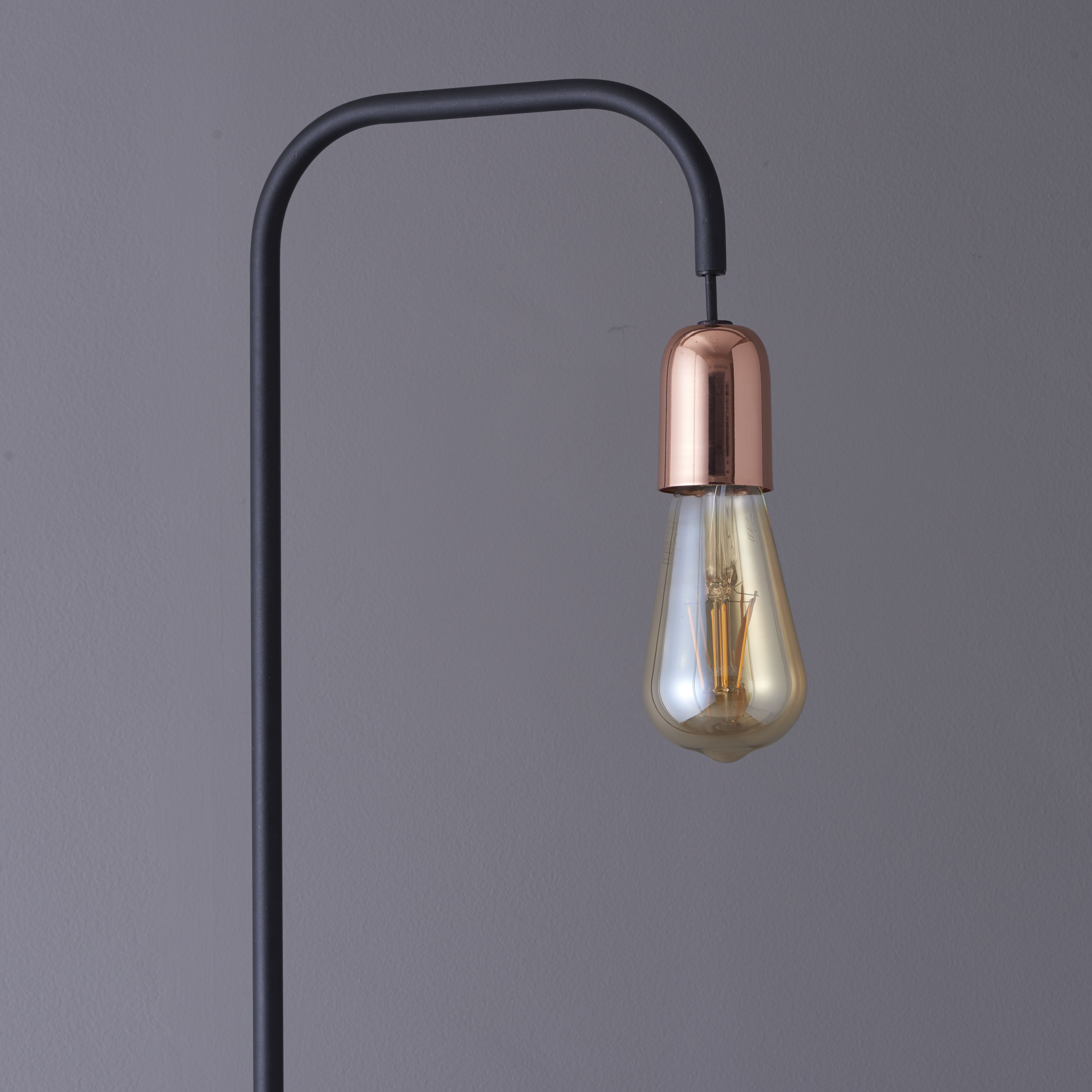 Colours Detroit Matt Black & copper Floor lamp