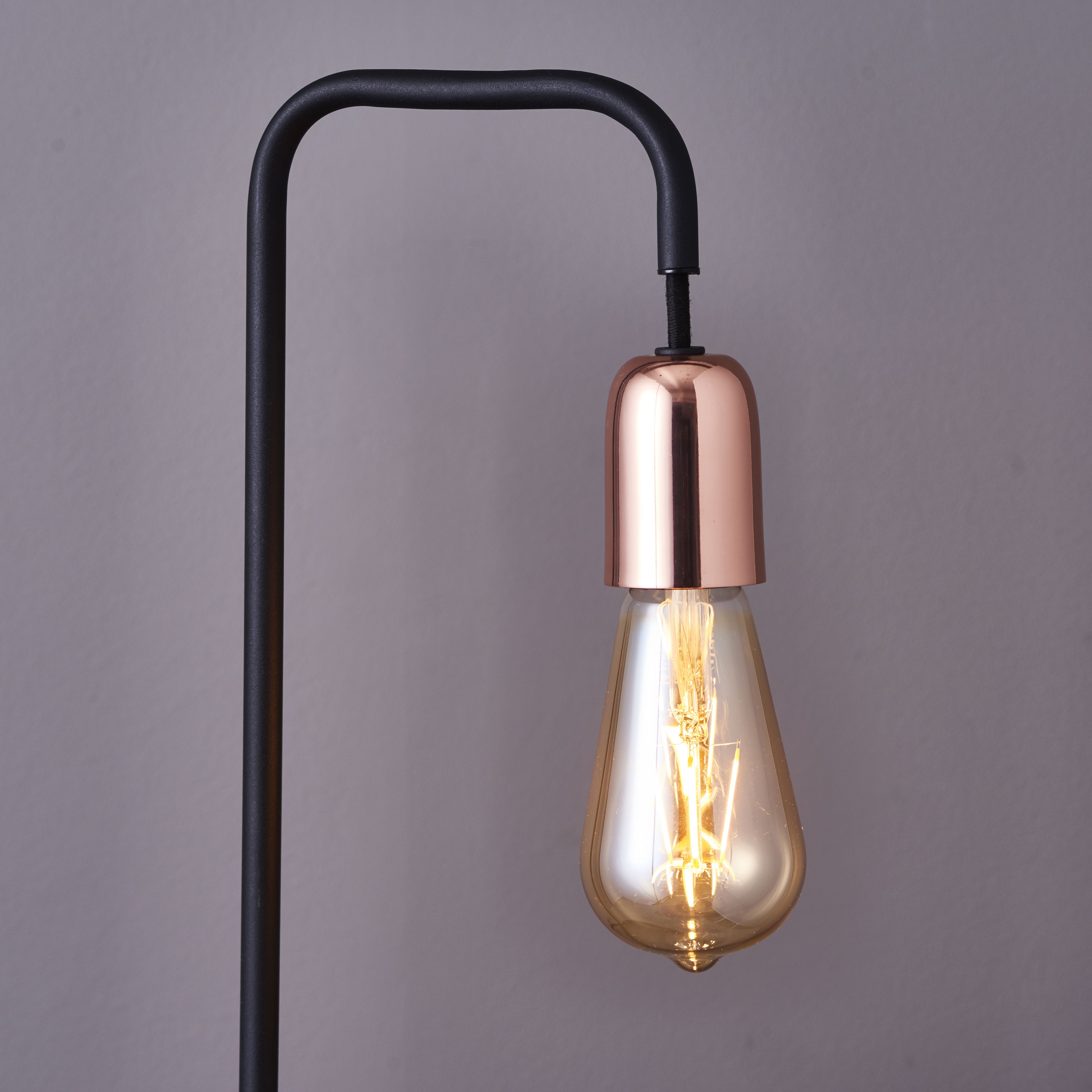 Colours Detroit Matt Black & copper Incandescent Table lamp