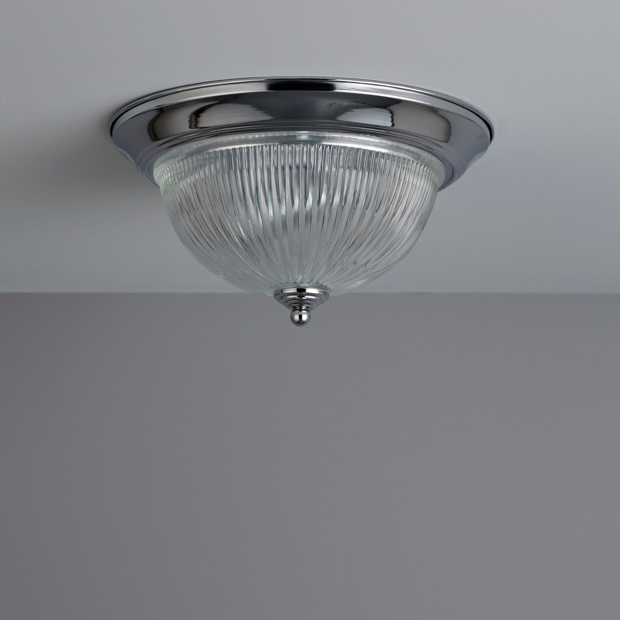 Colours Doma Brushed Glass & metal Chrome effect Ceiling light